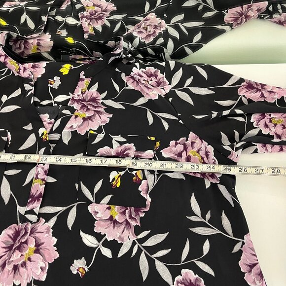 Torrid Harper Womens Tunic Top Size 2X Black Purple Floral V-Neck 3/4 Sleeve - Picture 10 of 10